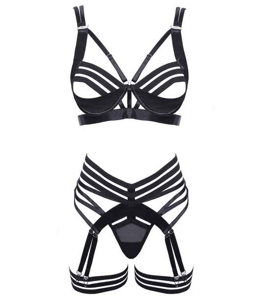 Muse Fetish Play Sexy Womens Lingerie Set Black