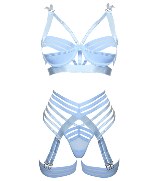 Muse Fetish Play Sexy Womens Lingerie Set Blue