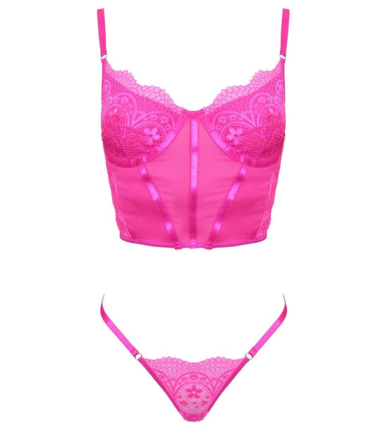 Muse Lingerie 2 Piece Set Crop Top and G-Sstring Pink