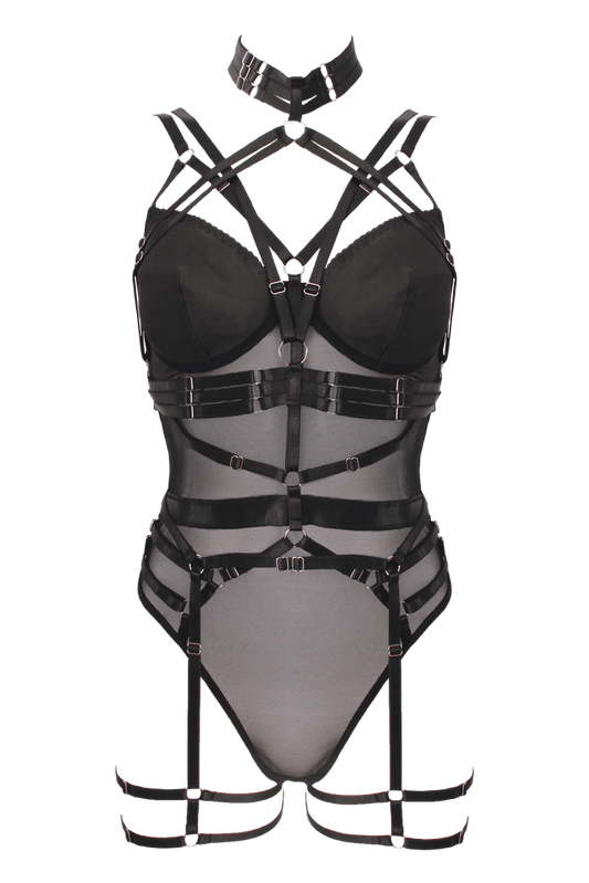 Muse Lingerie 3 Piece Bodysuit With Elastic Brace Top