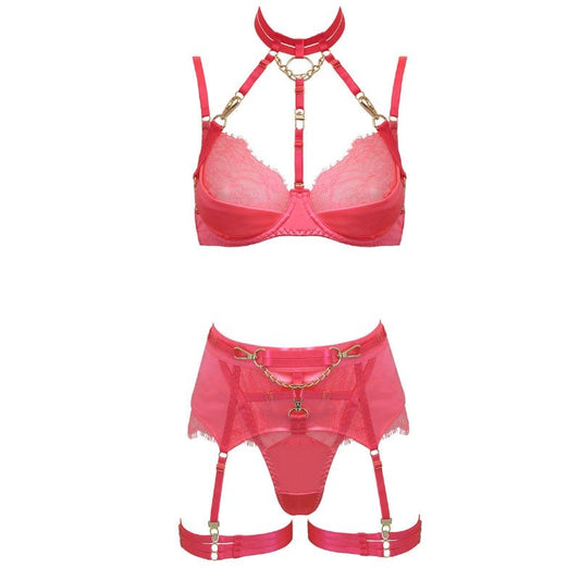 Muse 5 Piece BDSM Play Womens Lingerie Set Pink