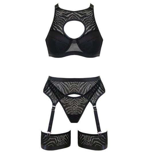 Muse 5-Piece Fetish Play Sexy Womens Lingeri Set Black