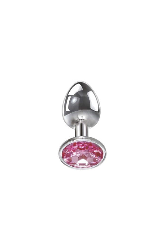 Adam & Eve Metal Butt Plug with Pink Gem Small