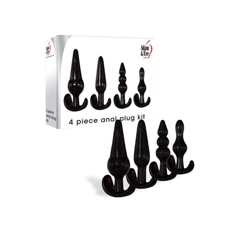 4 Piece Anal Plugs Kit Black by Adam & Eve - Butt Plugs