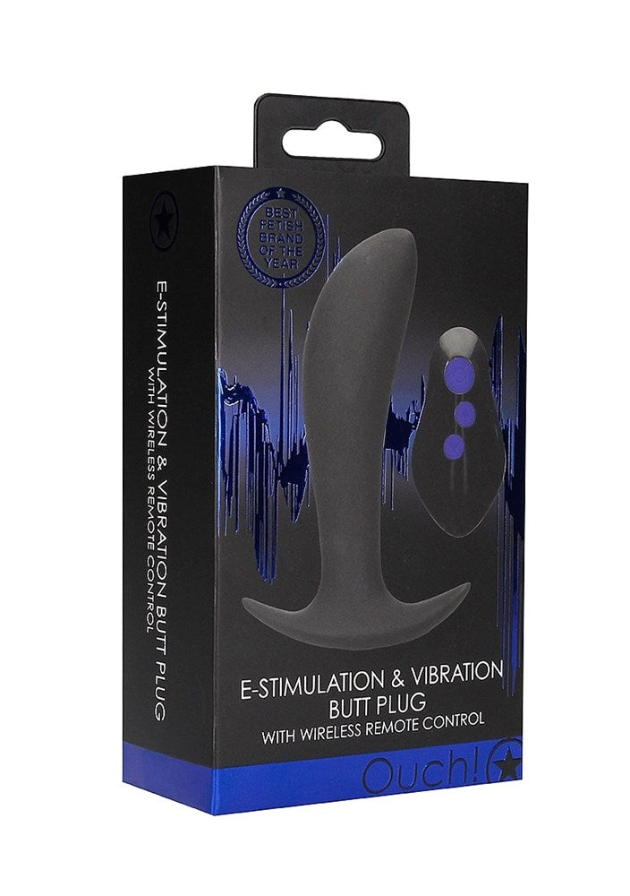OUCH! e-Stim & Vibrating Butt Plug with Wireless Remote - Butt Plugs