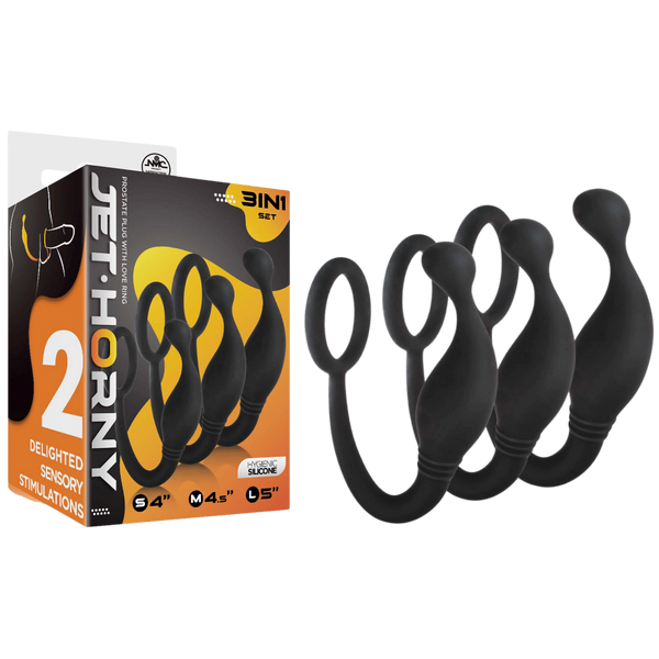Excellent Power 3 Piece Prostate Plug with Love Ring - Prostate Toys