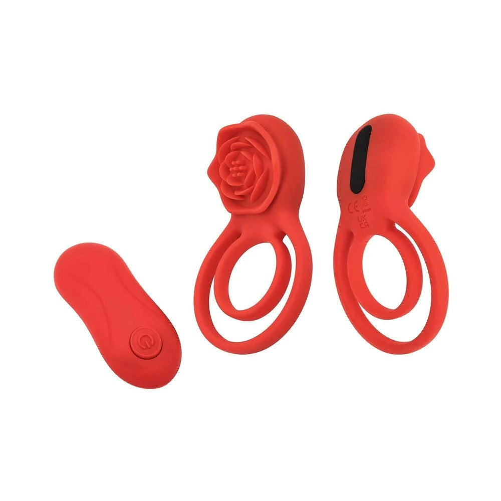 Adam & Eve Double Ring Vibrating Rose Cock Ring - Vibrating Cock Rings