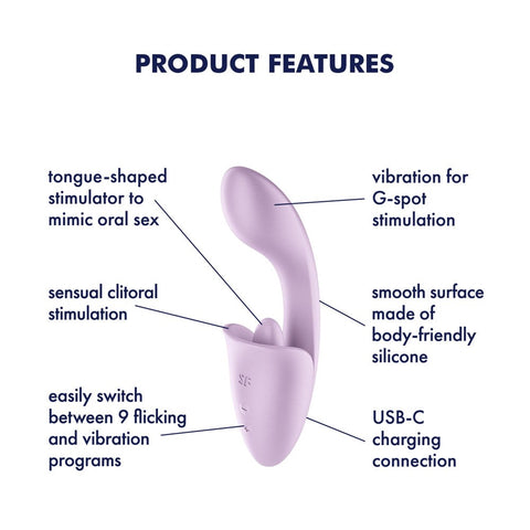 Tongue Expert Vibrator with Clitoral Stimulator - Clit Ticklers and Pulsators