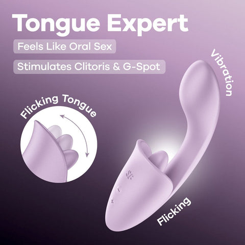 Tongue Expert Vibrator with Clitoral Stimulator - Clit Ticklers and Pulsators
