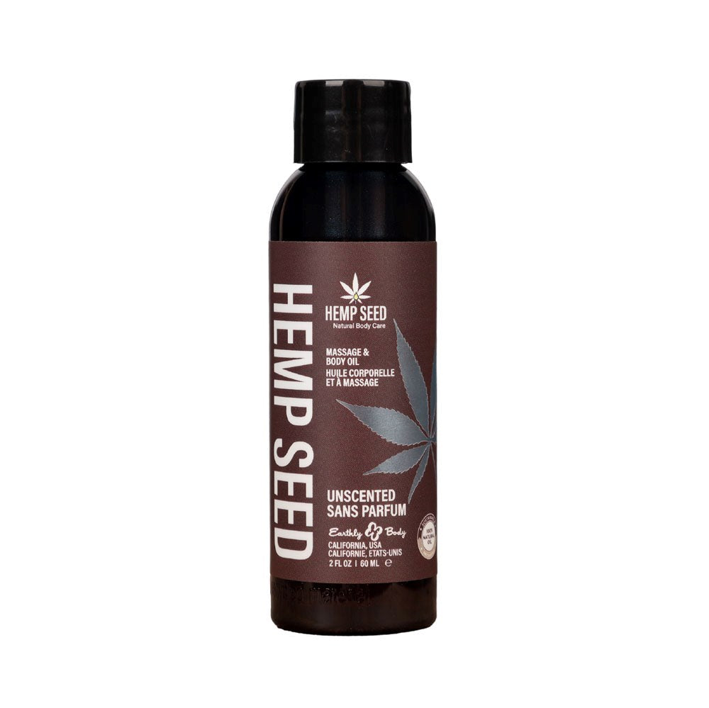 Earthly Body Hemp Seed Massage & Body Oil Unscented - 59 ml - Massage Oils and Lubricants