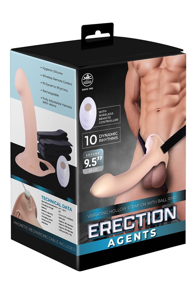 Nanma Erection Agents Rechargeable Vibrating Hollow Strap-On - Strap On Sextoys