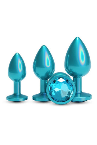 Rear Assets Trainer Kit Iridescent Gem Butt Plug Teal - Butt Plugs