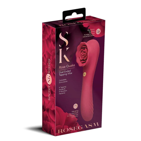 Secret Kisses ROSEGASM QUAKE Dual Ended Tapping Vibrator - Clit Ticklers and Pulsators