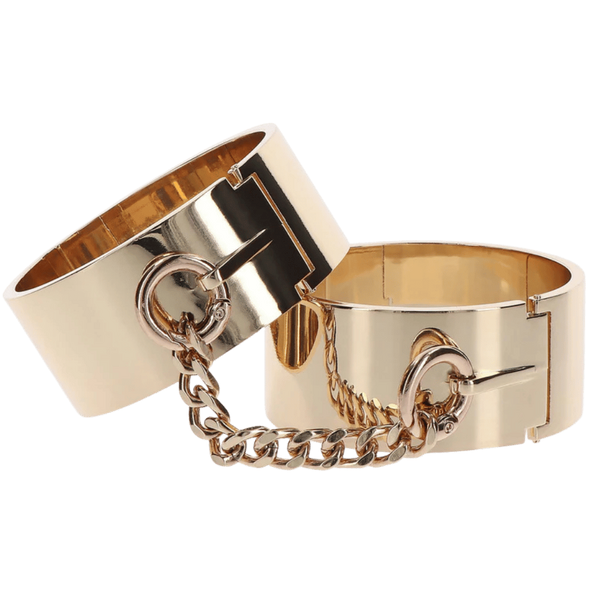 Scala Taboom Gold Metal Slave Wrist Cuffs - Cuffs And Restraints