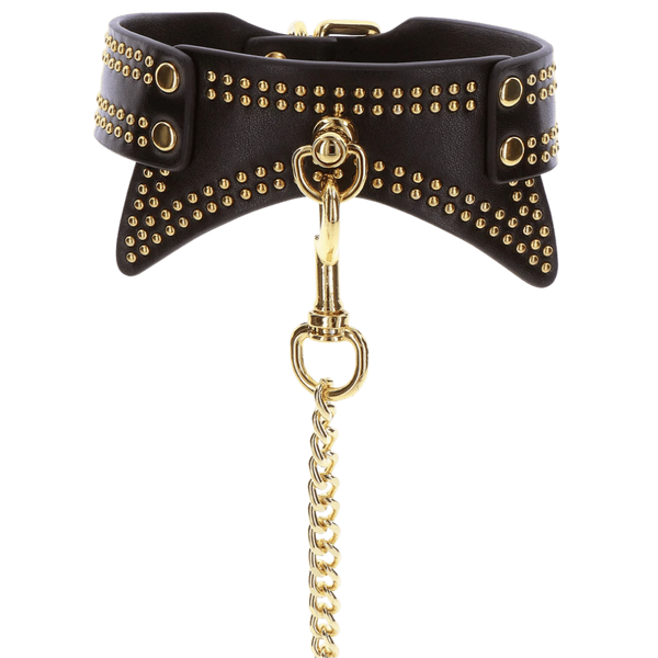 Scala Taboom Leather Studded Collar and Leash - Collars and Leads