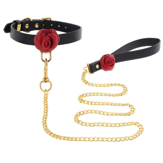 Scala Taboom Wild Roses Fetish Collar and Leash