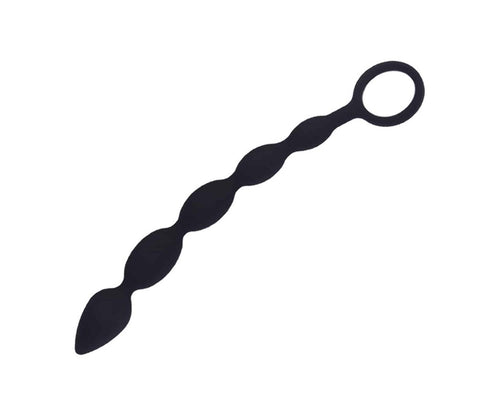 Long Silicone Anal Beads With Ring Pull by Love In Leather - Anal Beads and Balls