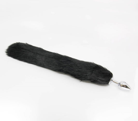 Love In Leather Faux Fur Fox Tail Anal Plug Black