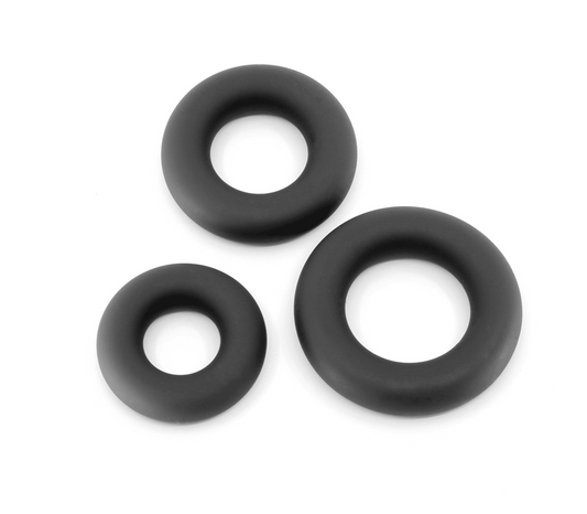 Love In Leather 3 Piece Silicone Fat Boy Cock Ring