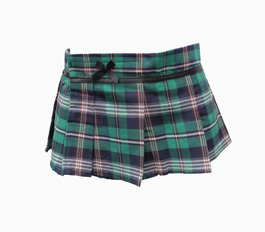 Love In Leather Tartan Wrap Sexy Skirt Green