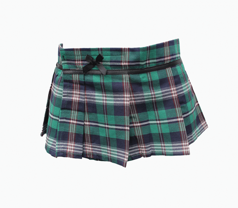 Tartan Wrap Sexy Skirt Green by Love In Leather - Skirts And Club Wear
