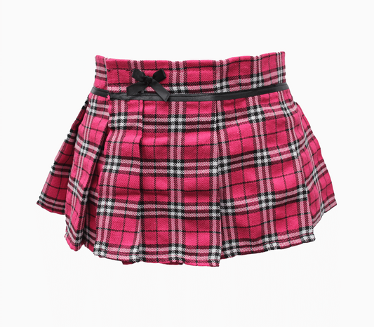 Love In Leather Tartan Wrap Sexy Skirt Pink