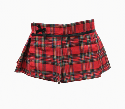 Love In Leather Tartan Wrap Sexy Skirt Red
