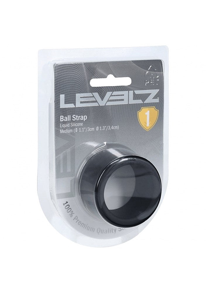 Shots LEVELZ Liquid Silicone Stretchy Ball Strap Black - Stretchy Cock Rings