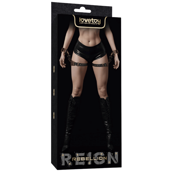 Lovetoy Premium PU Leather BDSM Thigh Cuffs Set - Cuffs And Restraints