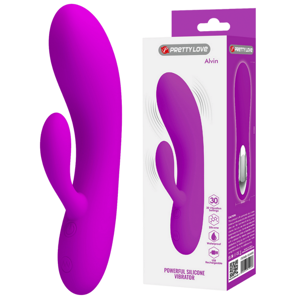 Pretty Love Alvin Rechargeable Silicone Rabbit Massager - Rabbit Vibrators