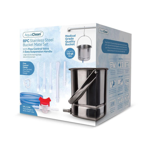 AquaClean Stainless Steel Bucket Mate Set Cleansing Kit - Enemas and Douches