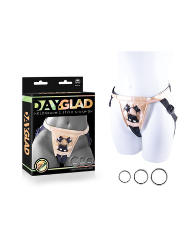 Day-Glad Pu Harness With 3 Different Size Metal Ring - Strap On Sextoys