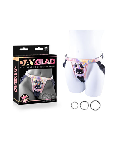 Day-Glad Pu Harness With 3 Different Size Metal Ring - Strap On Sextoys