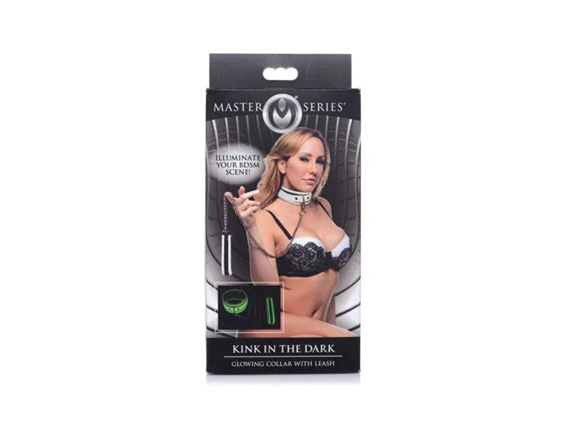 Master Series Kink in the Dark Glowing Collar and Lead Fluro Green - Collars and Leads