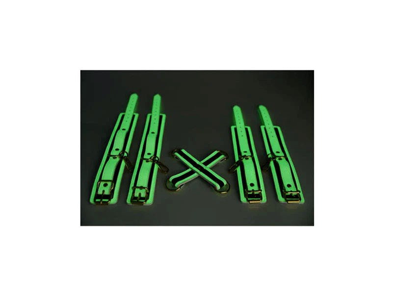 Master Series Kink In the Dark Glowing Hog Tie Set Fluro Green - Cuffs And Restraints