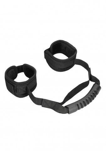 Velvet & Velcro Adjustable Handcuffs with Handle - Cuffs And Restraints