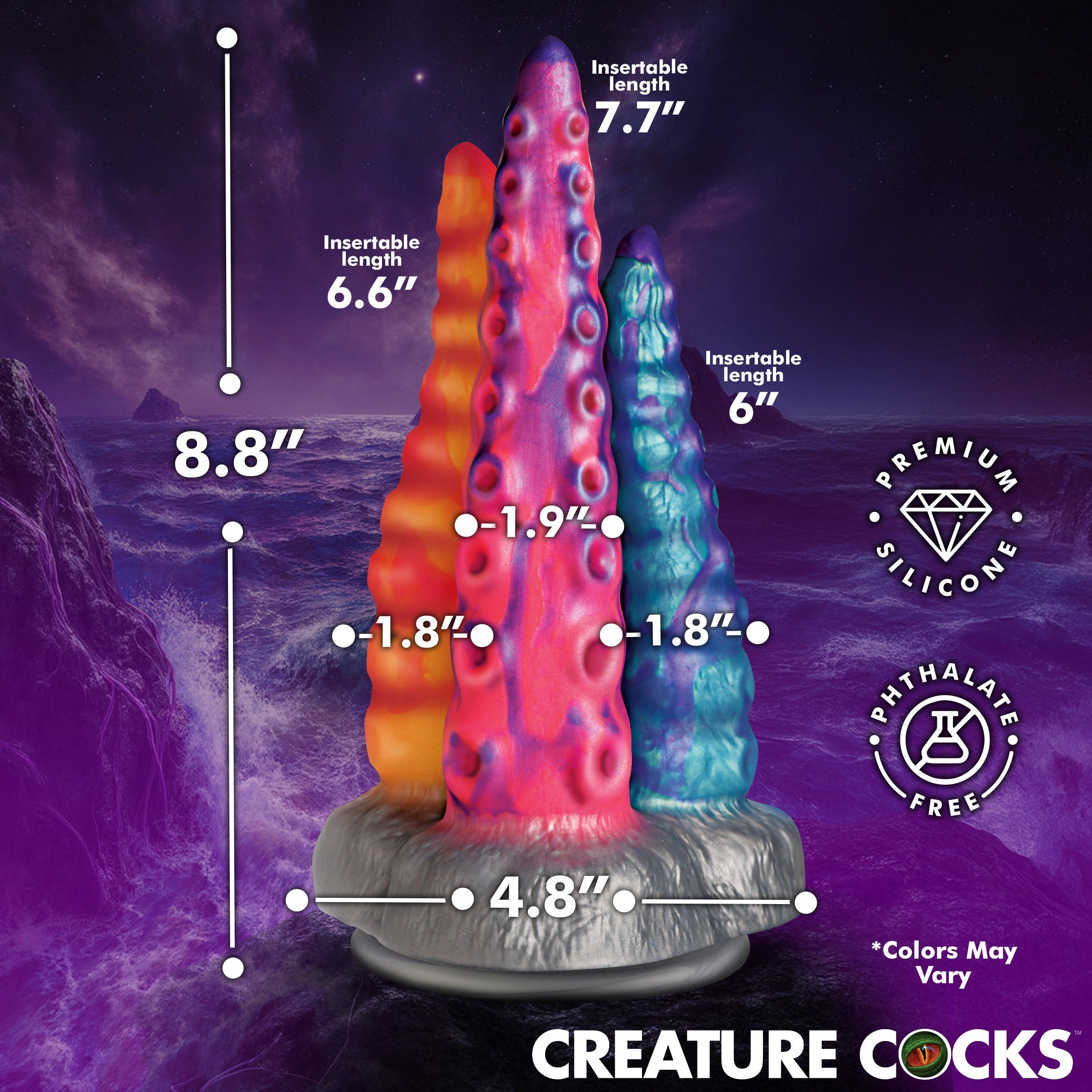 XR Brands Creature Cocks Tenta-Trio Fantasy Silicone Dildo - Realistic Dildos