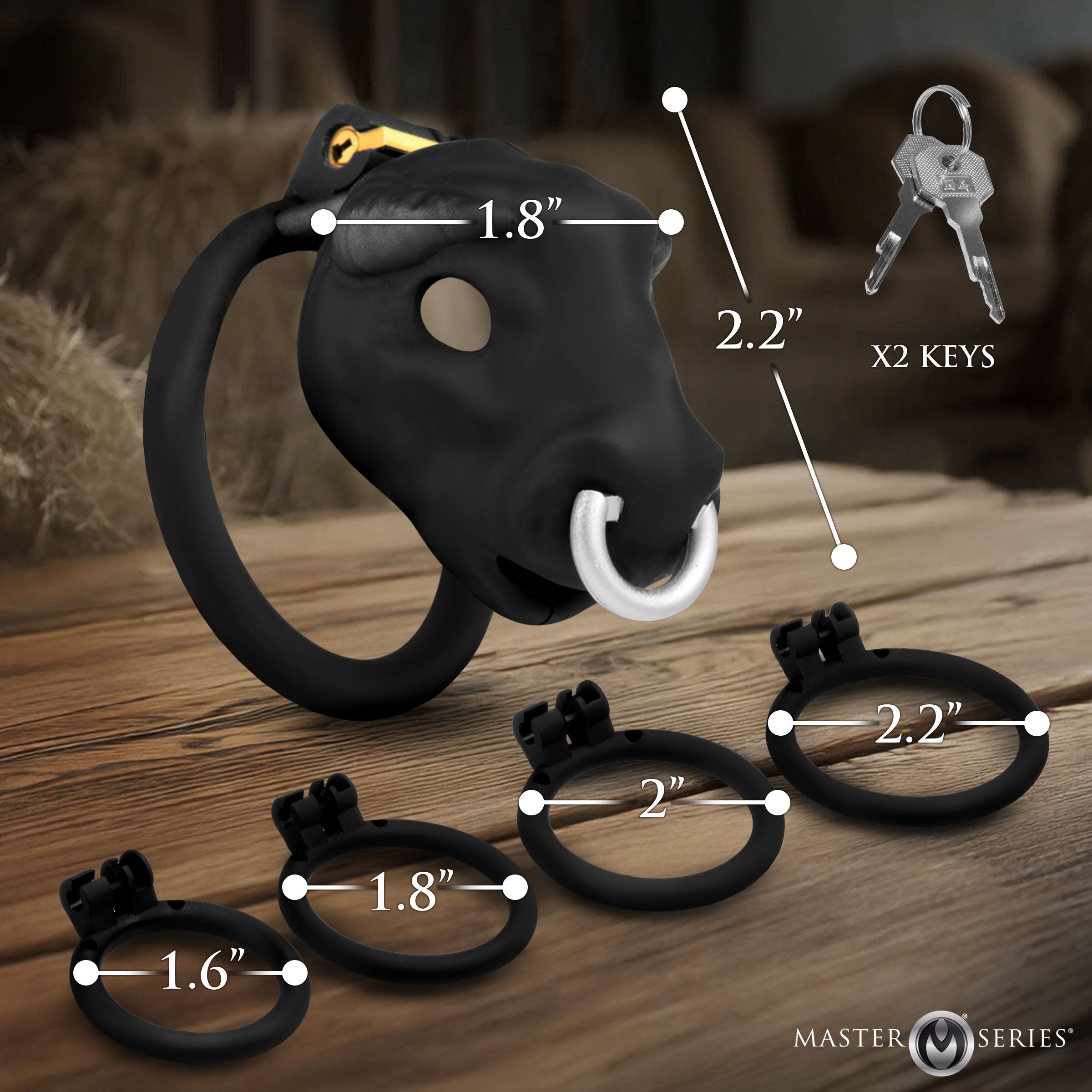 XR Brands Master Series Bull Theme Male Chastity Cage - Male Chastity