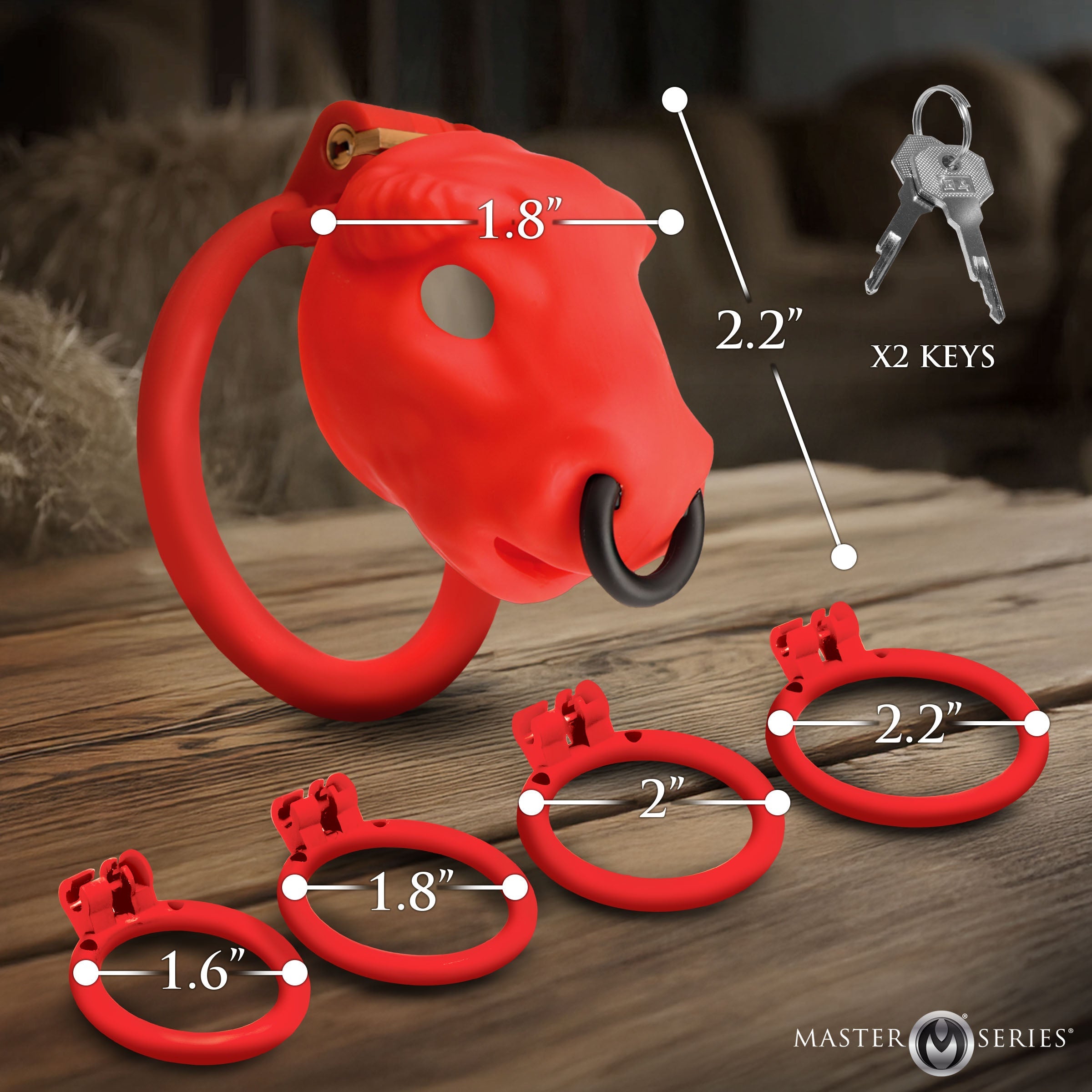 XR Brands Master Series Bull Theme Male Chastity Cage - Male Chastity