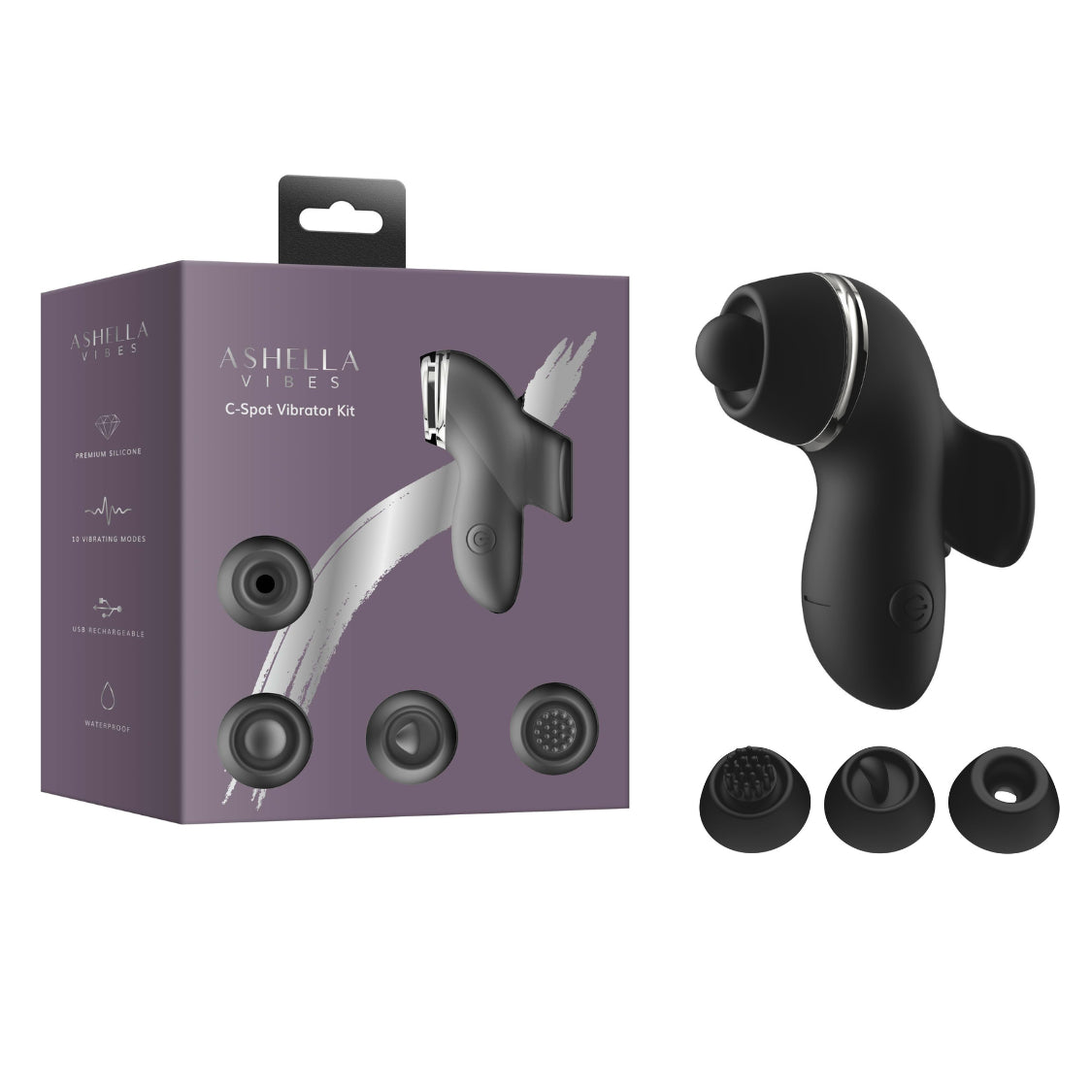 Ashella Vibes C-Spot Silicone Adult Vibrator Kit - Clit Ticklers and Pulsators