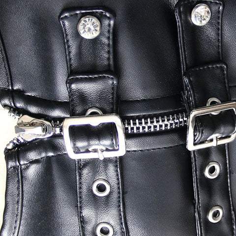 Punk Style Leather Strappy Vest Fetish Wear Corset - Her Fetish