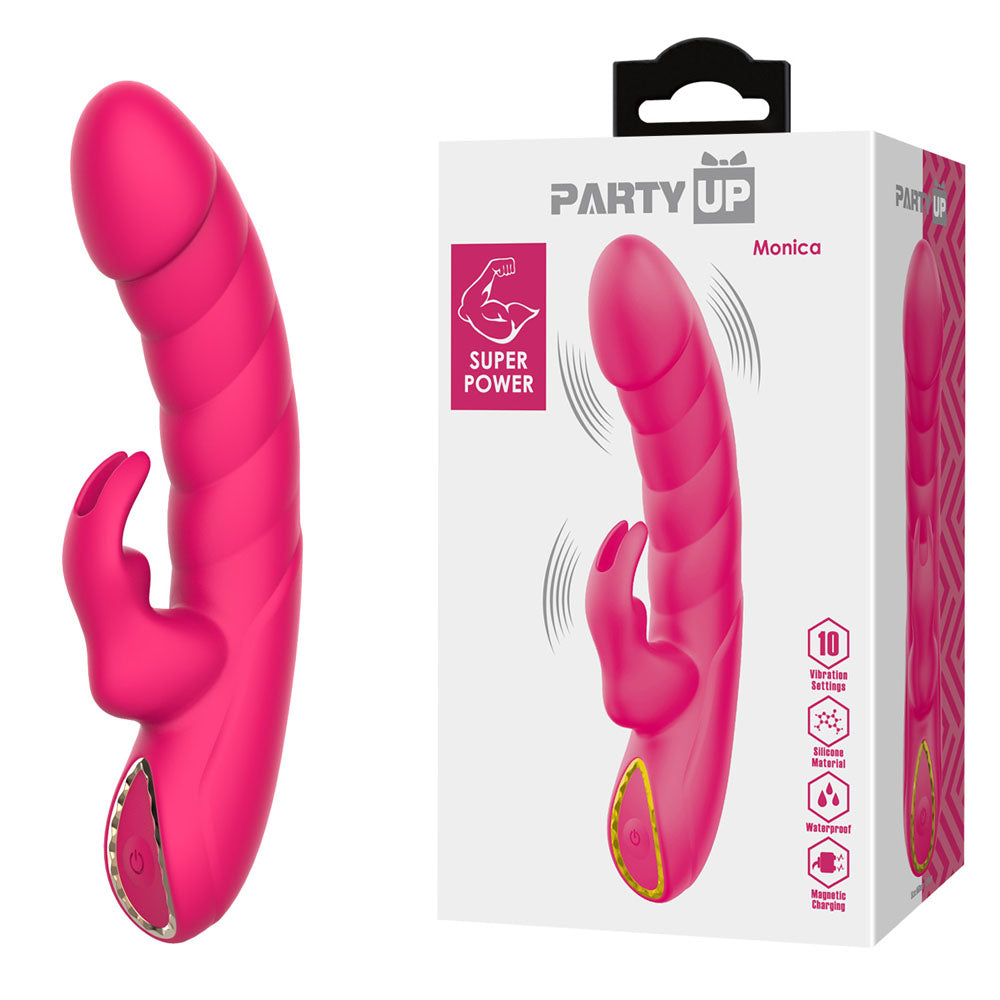 Party Up MONICA USB Rechargeable Rabbit Vibrator - Rabbit Vibrators