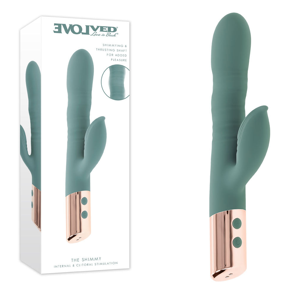 Evolved THE SHIMMY Rechargeable Thrusting Rabbit Vibrator - Rabbit Vibrators