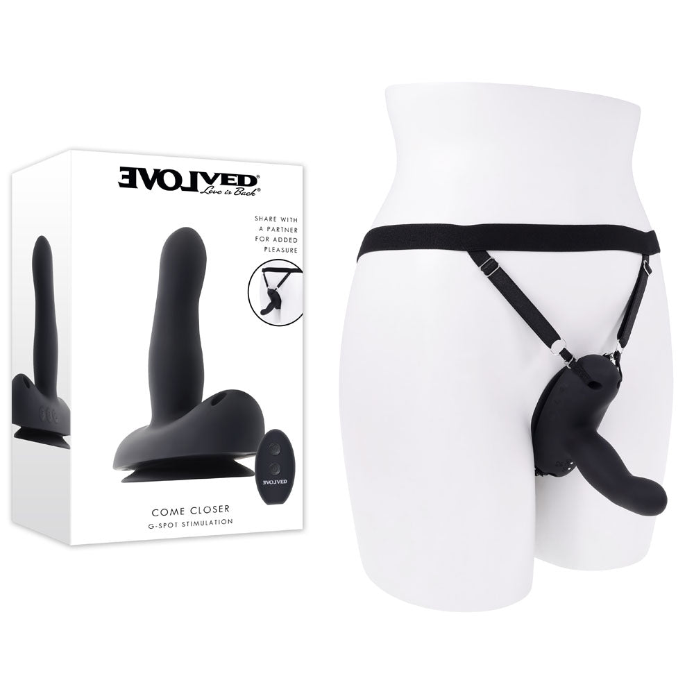 Evolved COME CLOSER Vibrating Strap-On with Remote - Strap On Sextoys