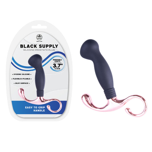 Black Supply 9.4 Cm Tapered Tip Silicone Prostate Plug - Prostate Toys