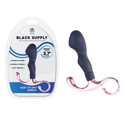 Black Supply 9.4 Cm Bulbed Tip Silicone Prostate Plug - Prostate Toys
