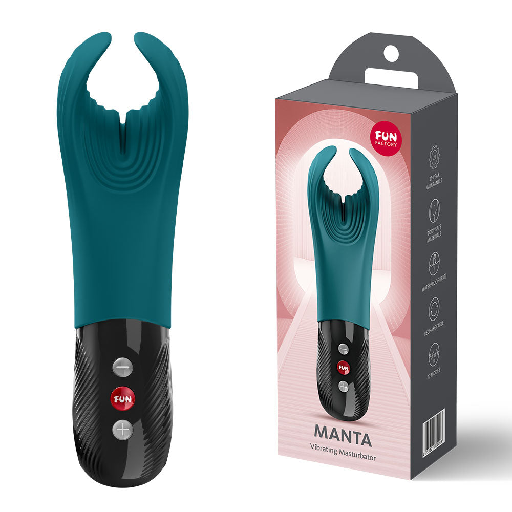 Fun Factory MANTA Rechargeable Unisex Vibrating Masturbator - Masturbators and Strokers