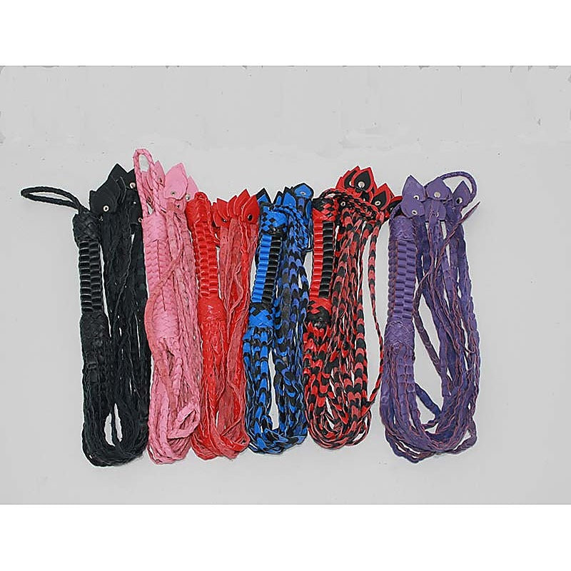 Whippa Leather Flogger with Braided Handle by Hell's Couture - Whips And Crops