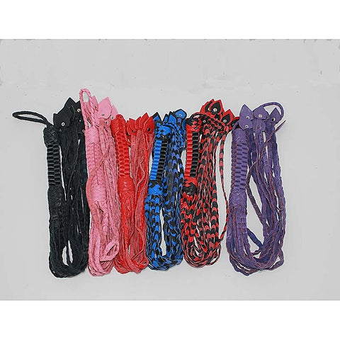 Whippa Leather Flogger with Braided Handle - Whips And Crops