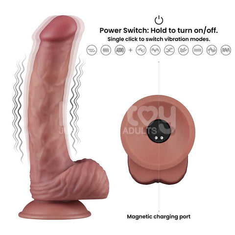 Dual Density Power Cock USB Rechargeable Vibrating Dildo - Vibrating Dildos